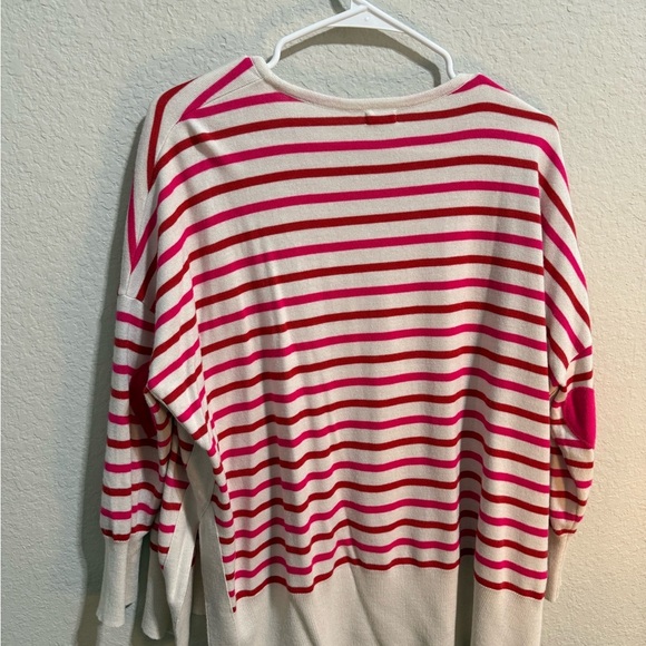 Mersea Amour Sweater Pink Stripe Heart Sleeves Boxy Nautical Parisian One Size - Picture 6 of 6